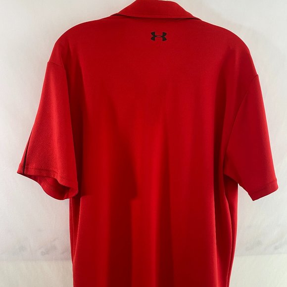 Under Armour Polo Golf Shirt Red Heatgear Short Sleeve EUC Men's Large - Picture 2 of 14